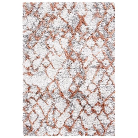 Safavieh 5 ft. 3 in. x 7 ft. 7 in. Rectangle Horizon Shag 800 Rug; Ivory & Rust HZN894P-5